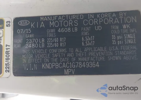 2016 Kia Sportage Lx z USA, uszkodzony, nr VIN KNDPBCAC1G7849364